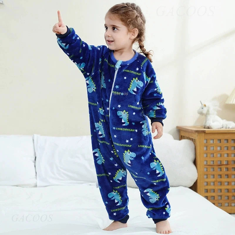 Children Split-legged Sleepsacks Baby Sleeping Sack Aniaml Onesies Kigurumi Winter Pajamas Warm Sleepwear For Girls Boy 1-8Years