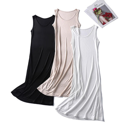 50% Natural silk sleepwear women nightgown sleeping dress pijamas ladies underdress long home wear loose plus size sleeveless