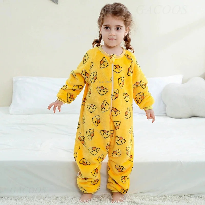Children Split-legged Sleepsacks Baby Sleeping Sack Aniaml Onesies Kigurumi Winter Pajamas Warm Sleepwear For Girls Boy 1-8Years