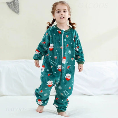 Children Split-legged Sleepsacks Baby Sleeping Sack Aniaml Onesies Kigurumi Winter Pajamas Warm Sleepwear For Girls Boy 1-8Years