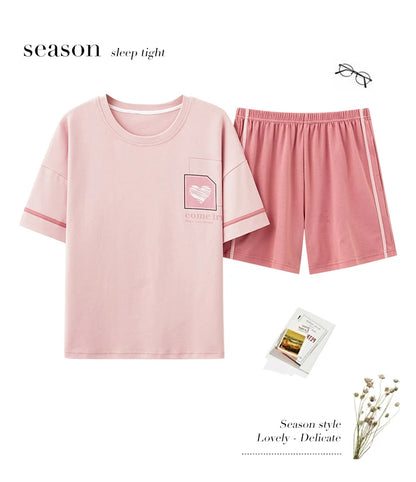 SUKAE Summer Cotton Shorts Couple Sleepwear Cute Pajama  Korean Pajamas Set for Man Fashion Trendy Woman Pijama Casual Nightwear