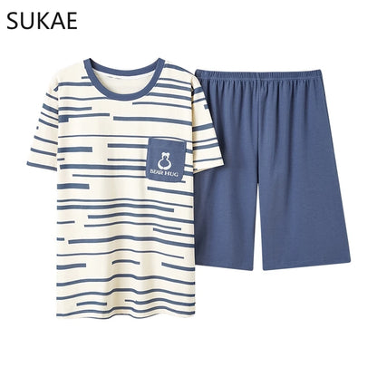 SUKAE Summer Cotton Shorts Couple Sleepwear Cute Pajama  Korean Pajamas Set for Man Fashion Trendy Woman Pijama Casual Nightwear