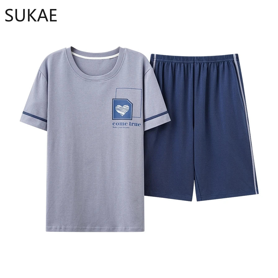 SUKAE Summer Cotton Shorts Couple Sleepwear Cute Pajama  Korean Pajamas Set for Man Fashion Trendy Woman Pijama Casual Nightwear