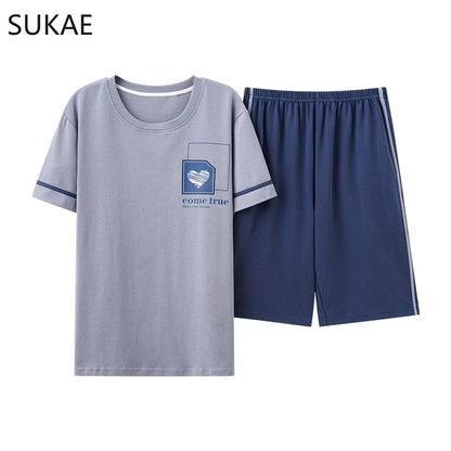 SUKAE Summer Cotton Shorts Couple Sleepwear Cute Pajama  Korean Pajamas Set for Man Fashion Trendy Woman Pijama Casual Nightwear