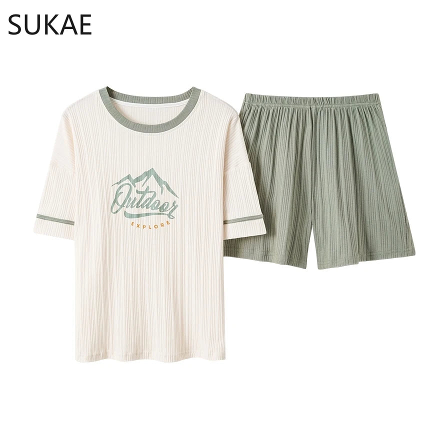 SUKAE Summer Cotton Shorts Couple Sleepwear Cute Pajama  Korean Pajamas Set for Man Fashion Trendy Woman Pijama Casual Nightwear