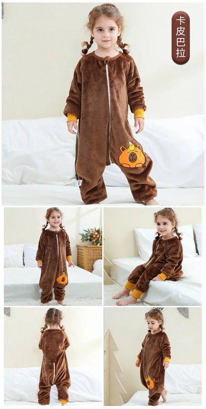 Children Split-legged Sleepsacks Baby Sleeping Sack Aniaml Onesies Kigurumi Winter Pajamas Warm Sleepwear For Girls Boy 1-8Years