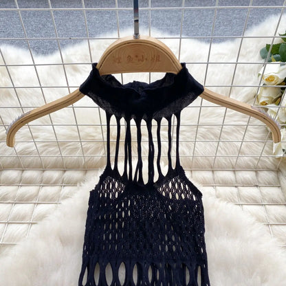 Sexy Hollow Out Women's Black Bodysuit Halter Neck Lace Up Erotic Lingerie Slim Sleepwear Hot Club Nightwear Backless Sexy Top