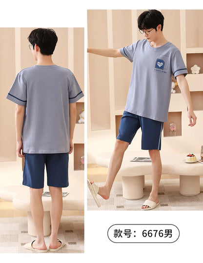 SUKAE Summer Cotton Shorts Couple Sleepwear Cute Pajama  Korean Pajamas Set for Man Fashion Trendy Woman Pijama Casual Nightwear