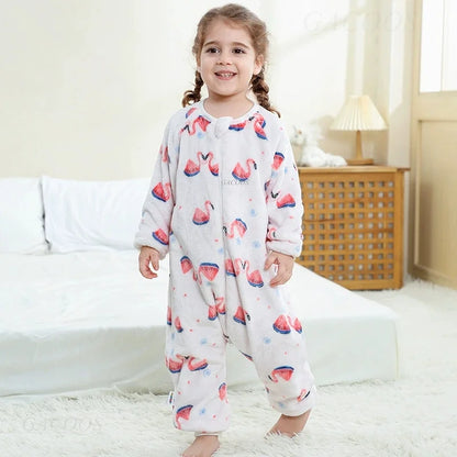 Children Split-legged Sleepsacks Baby Sleeping Sack Aniaml Onesies Kigurumi Winter Pajamas Warm Sleepwear For Girls Boy 1-8Years