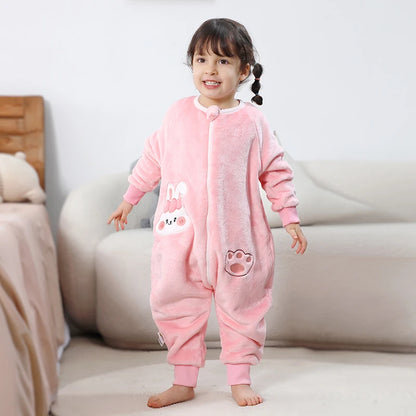 Children Split-legged Sleepsacks Baby Sleeping Sack Aniaml Onesies Kigurumi Winter Pajamas Warm Sleepwear For Girls Boy 1-8Years
