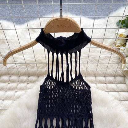 Sexy Hollow Out Women's Black Bodysuit Halter Neck Lace Up Erotic Lingerie Slim Sleepwear Hot Club Nightwear Backless Sexy Top