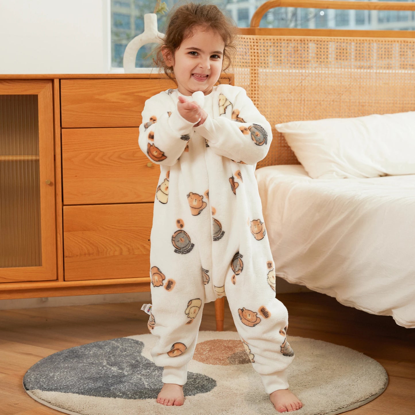 Children Split-legged Sleepsacks Baby Sleeping Sack Aniaml Onesies Kigurumi Winter Pajamas Warm Sleepwear For Girls Boy 1-8Years