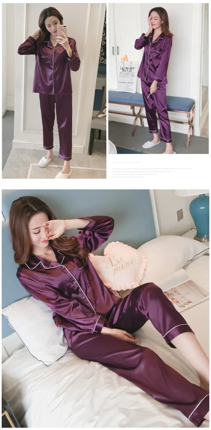 Pajamas Sets for Women 2025 Sexy Silk Women Pijama Sets Sleepwear Long-sleeve Cardigan Set Female Ice Silk Pyjamas Home Clothing