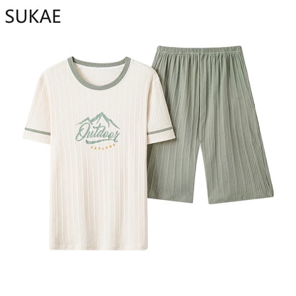 SUKAE Summer Cotton Shorts Couple Sleepwear Cute Pajama  Korean Pajamas Set for Man Fashion Trendy Woman Pijama Casual Nightwear
