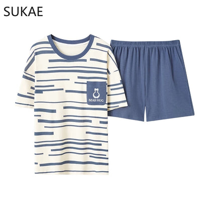 SUKAE Summer Cotton Shorts Couple Sleepwear Cute Pajama  Korean Pajamas Set for Man Fashion Trendy Woman Pijama Casual Nightwear