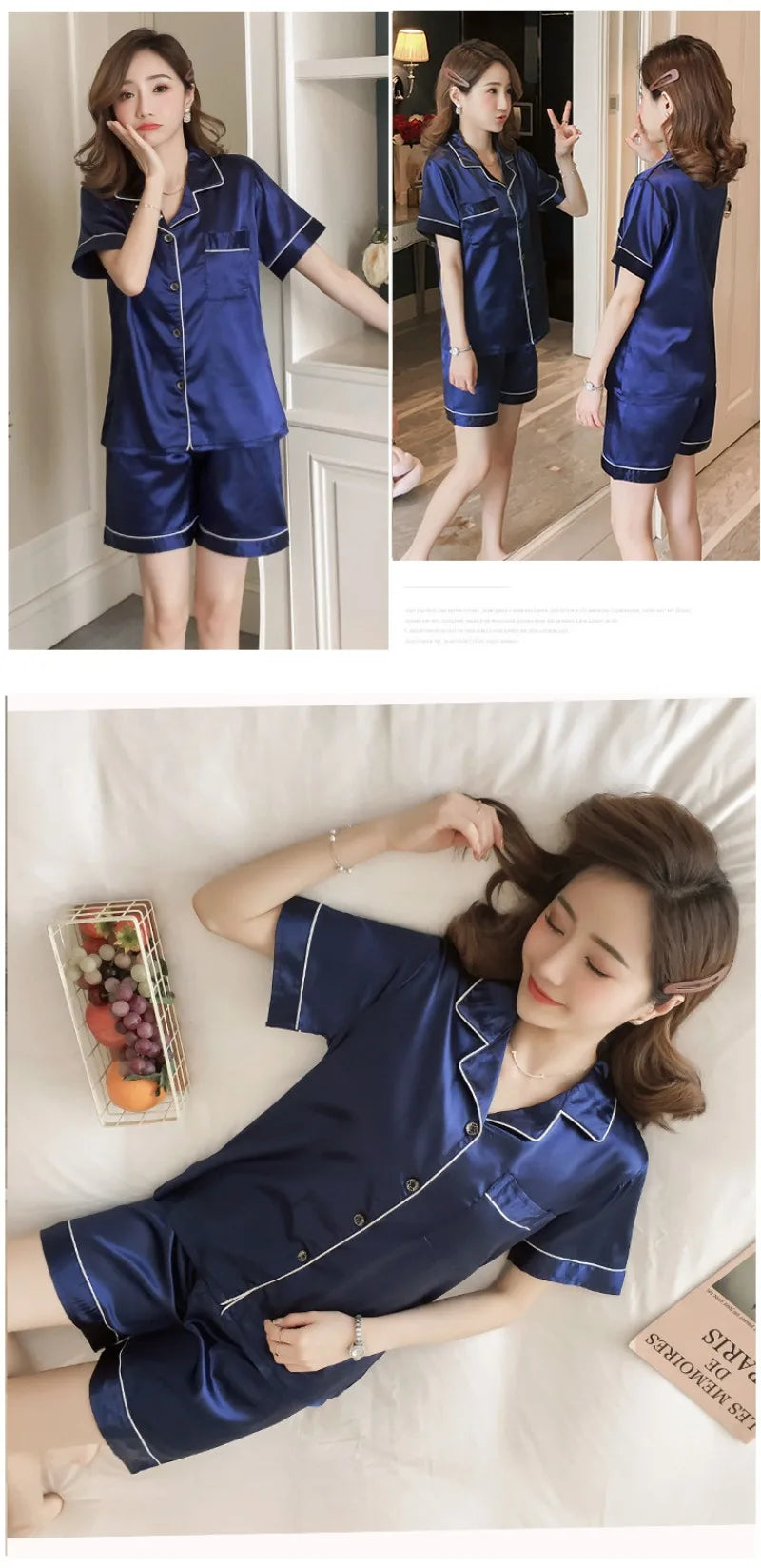 Pajamas Sets for Women 2025 Sexy Silk Women Pijama Sets Sleepwear Long-sleeve Cardigan Set Female Ice Silk Pyjamas Home Clothing