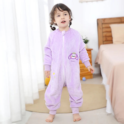Children Split-legged Sleepsacks Baby Sleeping Sack Aniaml Onesies Kigurumi Winter Pajamas Warm Sleepwear For Girls Boy 1-8Years