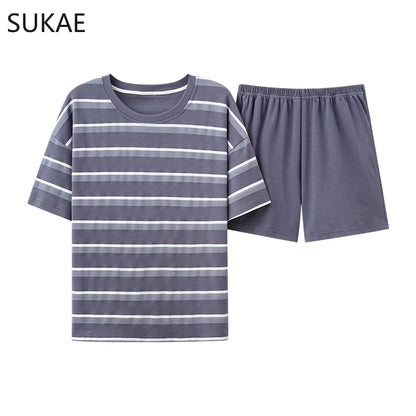 SUKAE Summer Cotton Shorts Couple Sleepwear Cute Pajama  Korean Pajamas Set for Man Fashion Trendy Woman Pijama Casual Nightwear