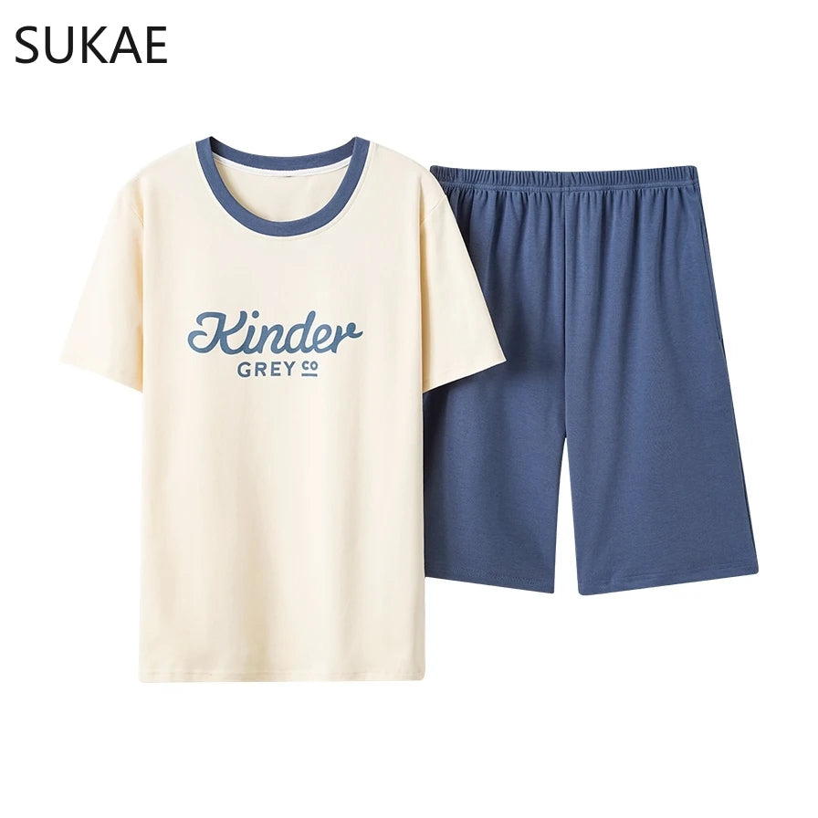 SUKAE Summer Cotton Shorts Couple Sleepwear Cute Pajama  Korean Pajamas Set for Man Fashion Trendy Woman Pijama Casual Nightwear