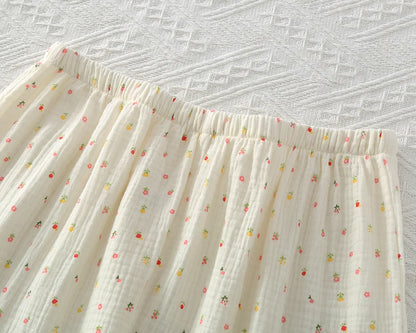 Sleepwear pure cotton 3PCS set Thin crepe fabric Collar short sleeved pants shorts home suit set
