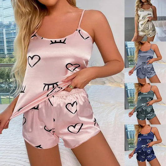 Women Pajama Sets Pijama Women's Pajamas Set Sexy Women Sleeveless Sleepwear Summer Trousers Sleeping Sleep Lounge Underwear
