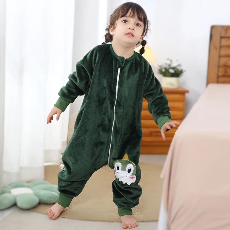 Children Split-legged Sleepsacks Baby Sleeping Sack Aniaml Onesies Kigurumi Winter Pajamas Warm Sleepwear For Girls Boy 1-8Years