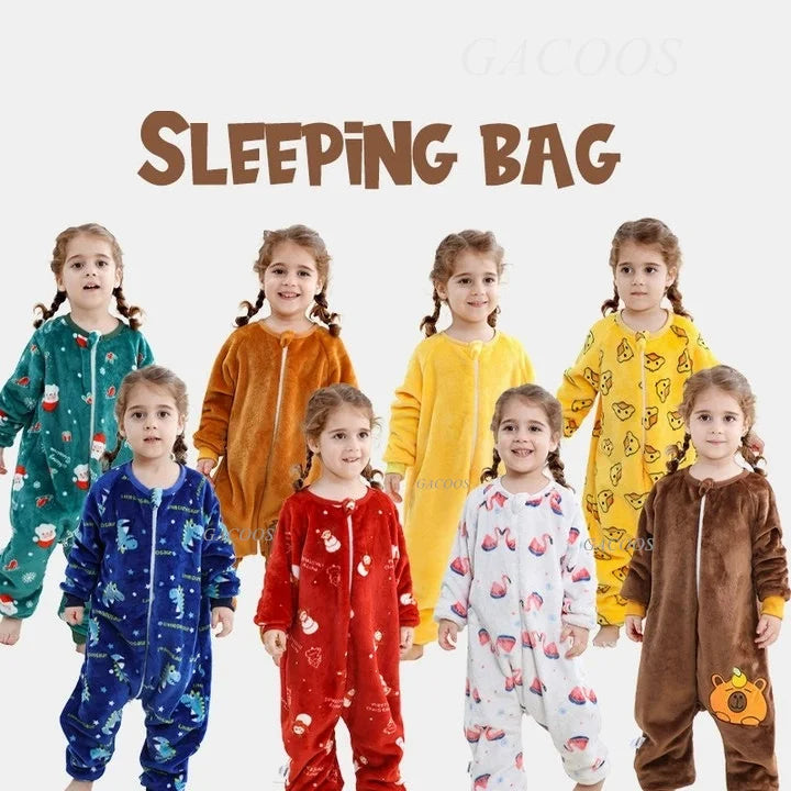 Children Split-legged Sleepsacks Baby Sleeping Sack Aniaml Onesies Kigurumi Winter Pajamas Warm Sleepwear For Girls Boy 1-8Years