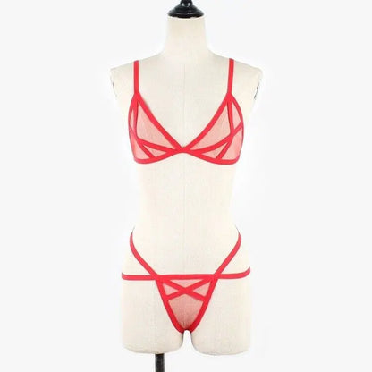 Women Sexy Lingerie Sheer Bra Set See-through Babydoll Thong Underwear Sleepwear