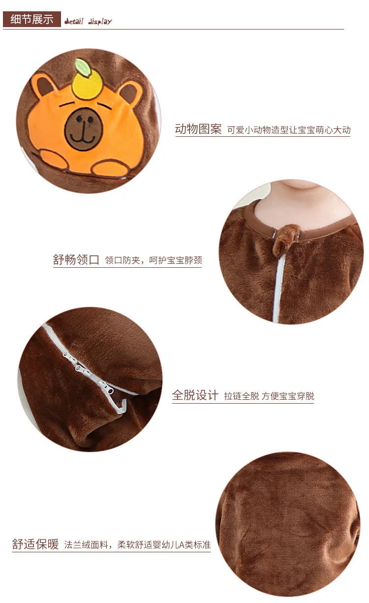 Children Split-legged Sleepsacks Baby Sleeping Sack Aniaml Onesies Kigurumi Winter Pajamas Warm Sleepwear For Girls Boy 1-8Years