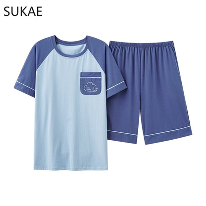 SUKAE Summer Cotton Shorts Couple Sleepwear Cute Pajama  Korean Pajamas Set for Man Fashion Trendy Woman Pijama Casual Nightwear